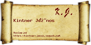 Kintner János névjegykártya